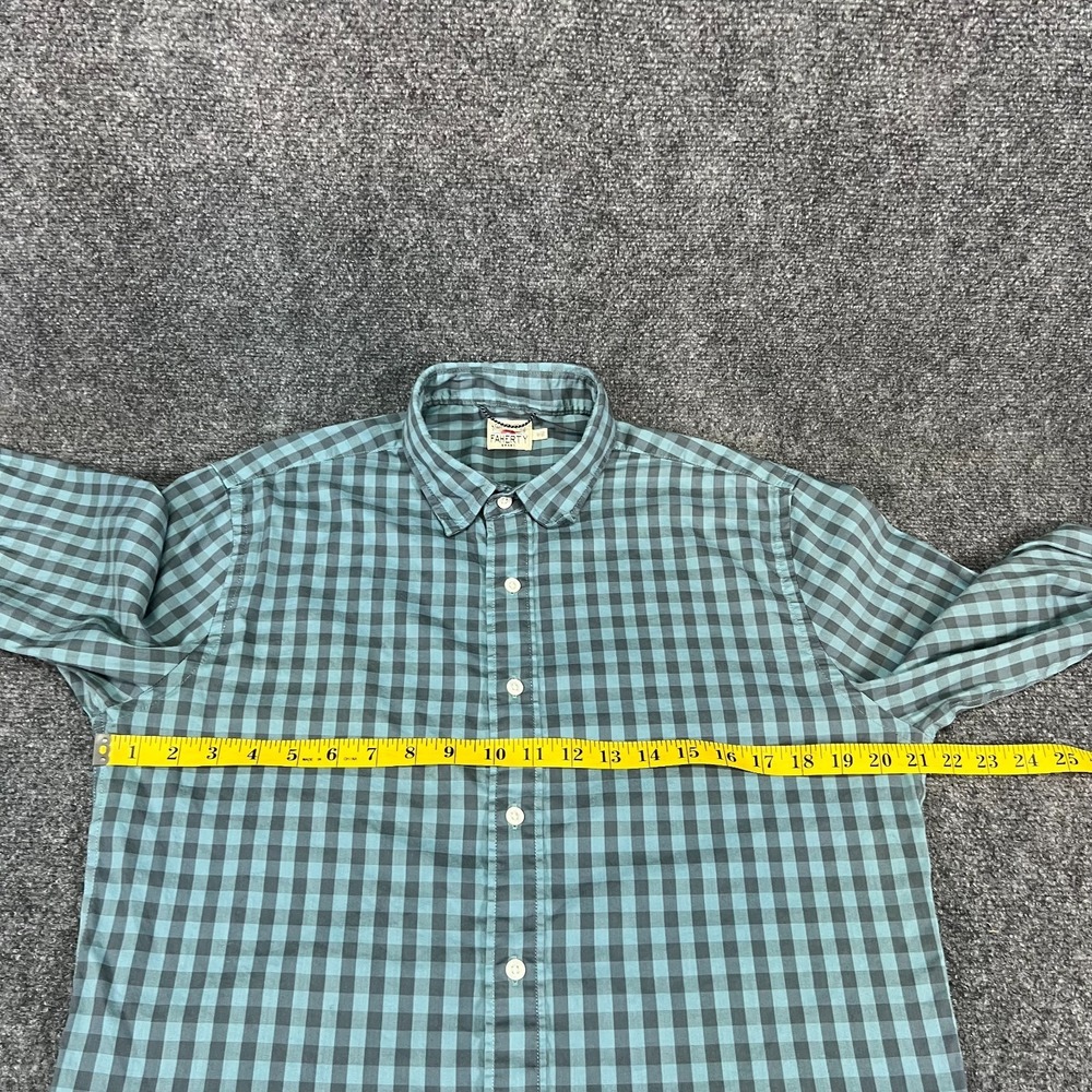 Faherty Brand Men's Supima Stretch LS Blue Teal Check Gingham Button Up Shirt M - Picture 12 of 15